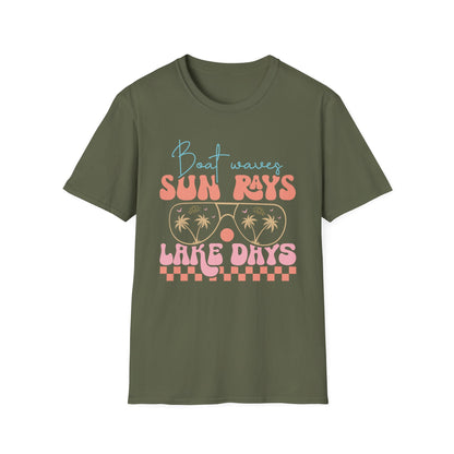 "Boat Waves Sun Rays Lake Days" Vintage Beach Tee