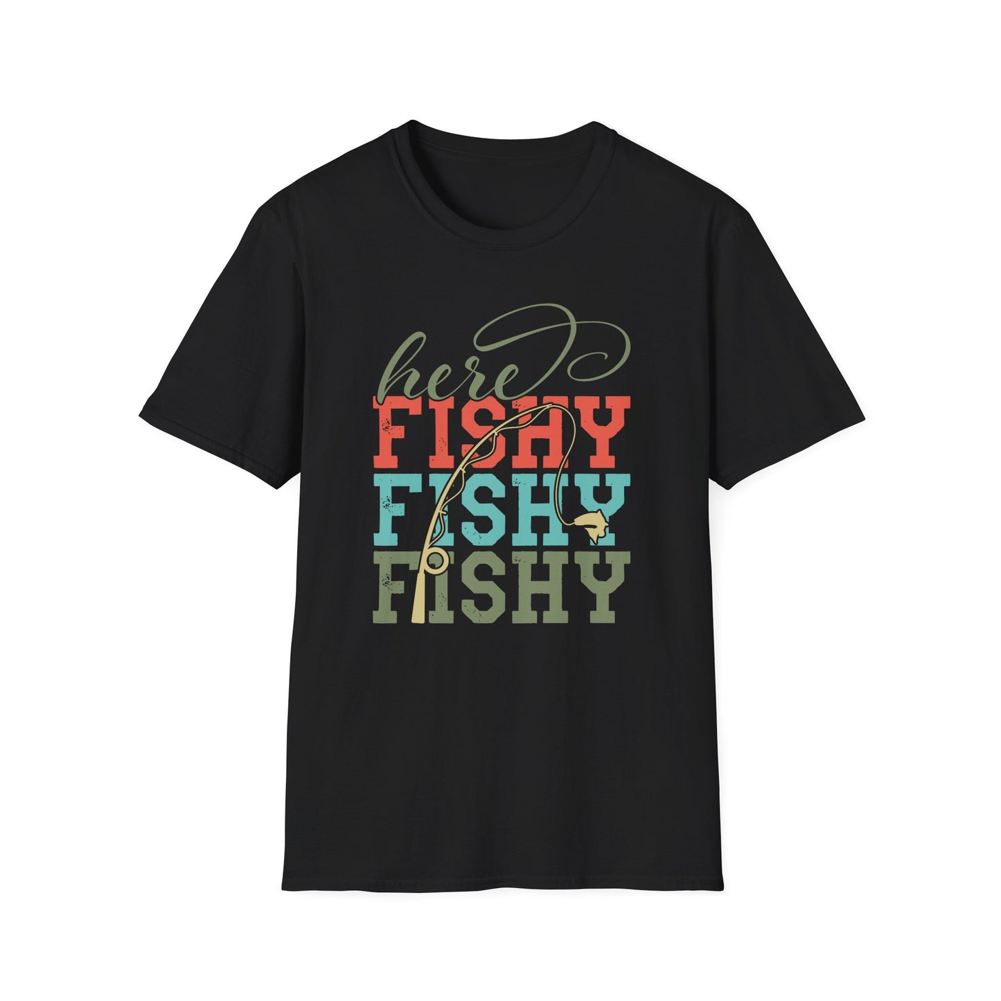 Here Fishy Fishy Fishing T-Shirt — Cute Retro Fishing Tee for Anglers