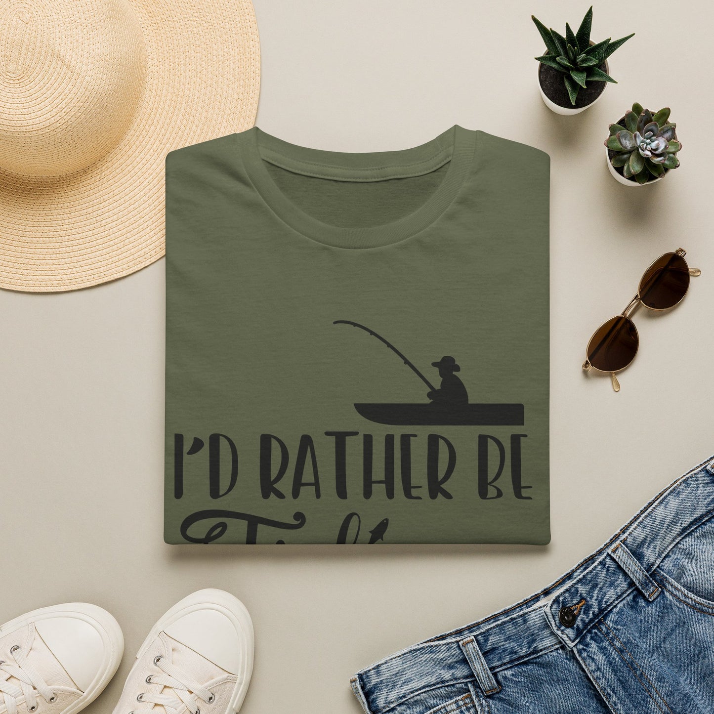 I'd Rather Be Fishing T-Shirt — Fisherman Silhouette Tee