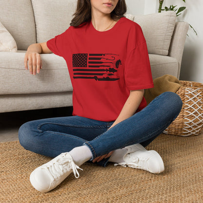 American Flag T-Shirt — Rods, Lures & Bass Silhouette