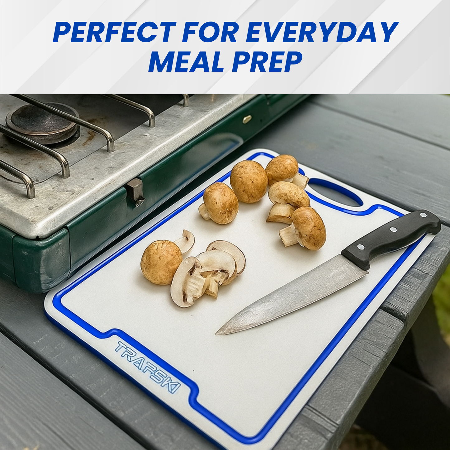 TRAPSKI Premium 1/2 Inch Thick HDPE Cutting Boards | Food-Grade Kitchen Prep Surface | Juice Grooves | Made in the USA TRAPSKI