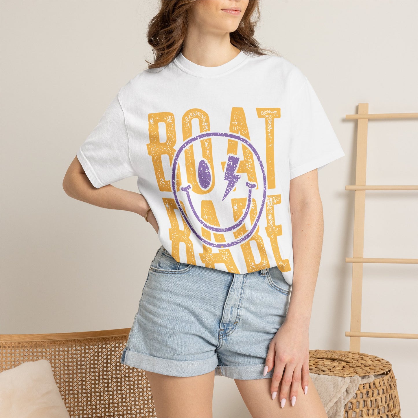 Boat Babe T‑Shirt — Retro Smiley Nautical Graphic Tee
