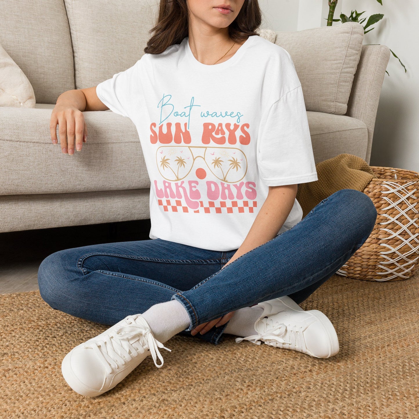 "Boat Waves Sun Rays Lake Days" Vintage Beach Tee