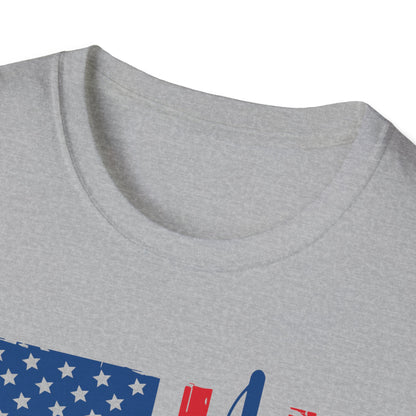 Fishing Flag T-Shirt — American Flag with Fishing Rod Graphic