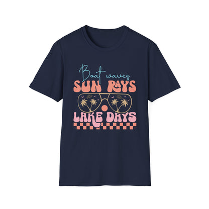 "Boat Waves Sun Rays Lake Days" Vintage Beach Tee