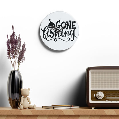 Gone Fishing Acrylic Wall Clock — Nautical Fishing Decor