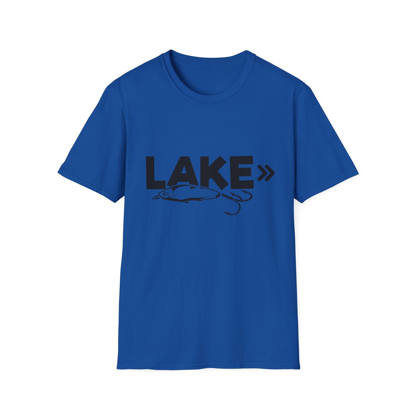 Lake Fishing T-Shirt — 'LAKE' with Bass Lure Graphic