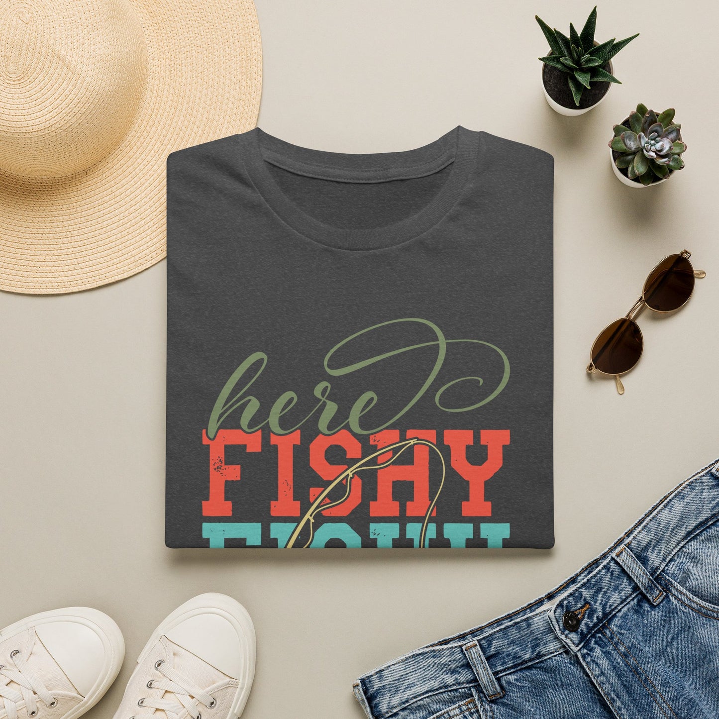 Here Fishy Fishy Fishing T-Shirt — Cute Retro Fishing Tee for Anglers
