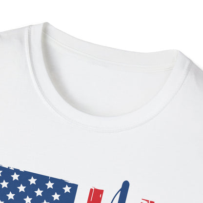 Fishing Flag T-Shirt — American Flag with Fishing Rod Graphic