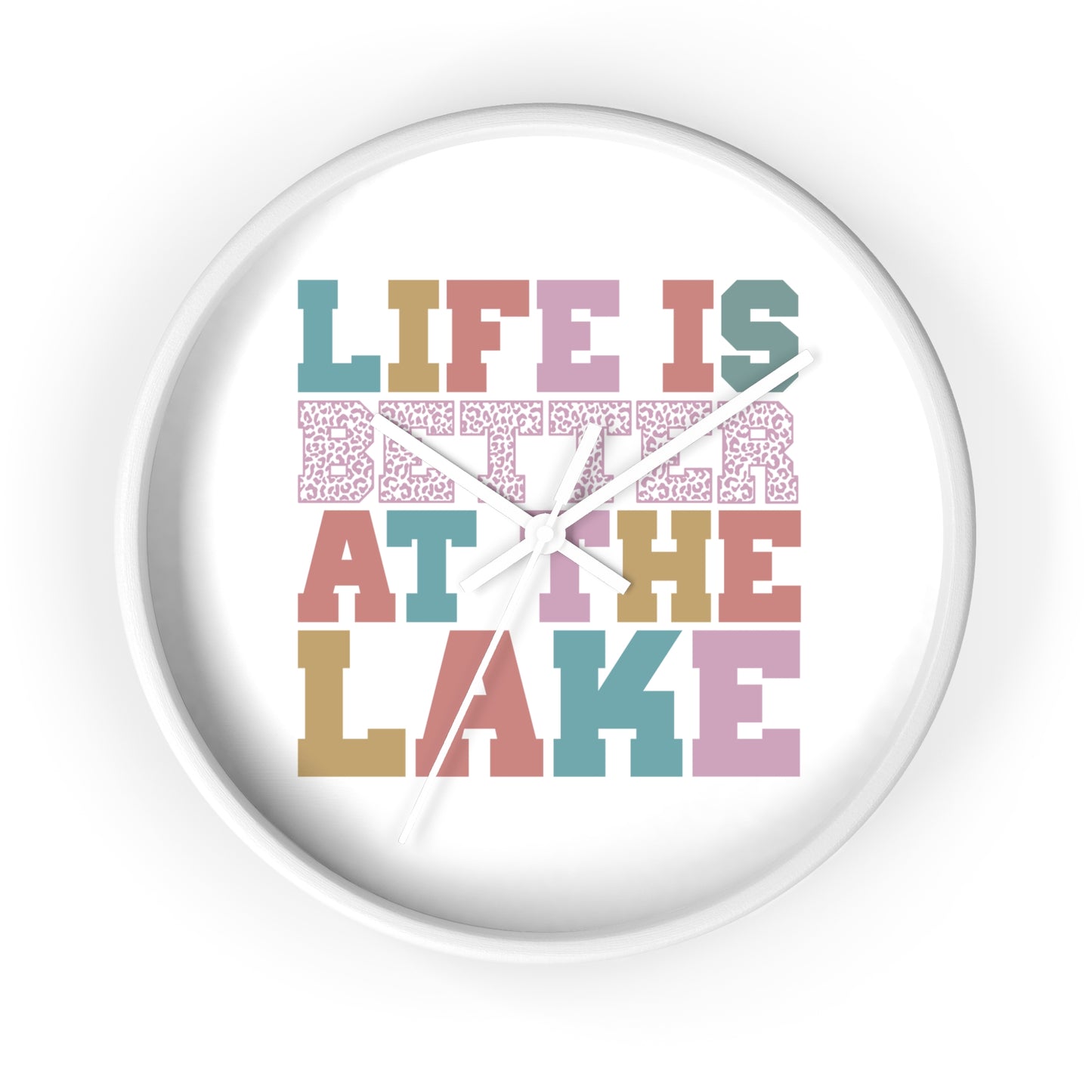 Life Is Better at the Lake Wall Clock — Colorful Cabin & Lake House Decor