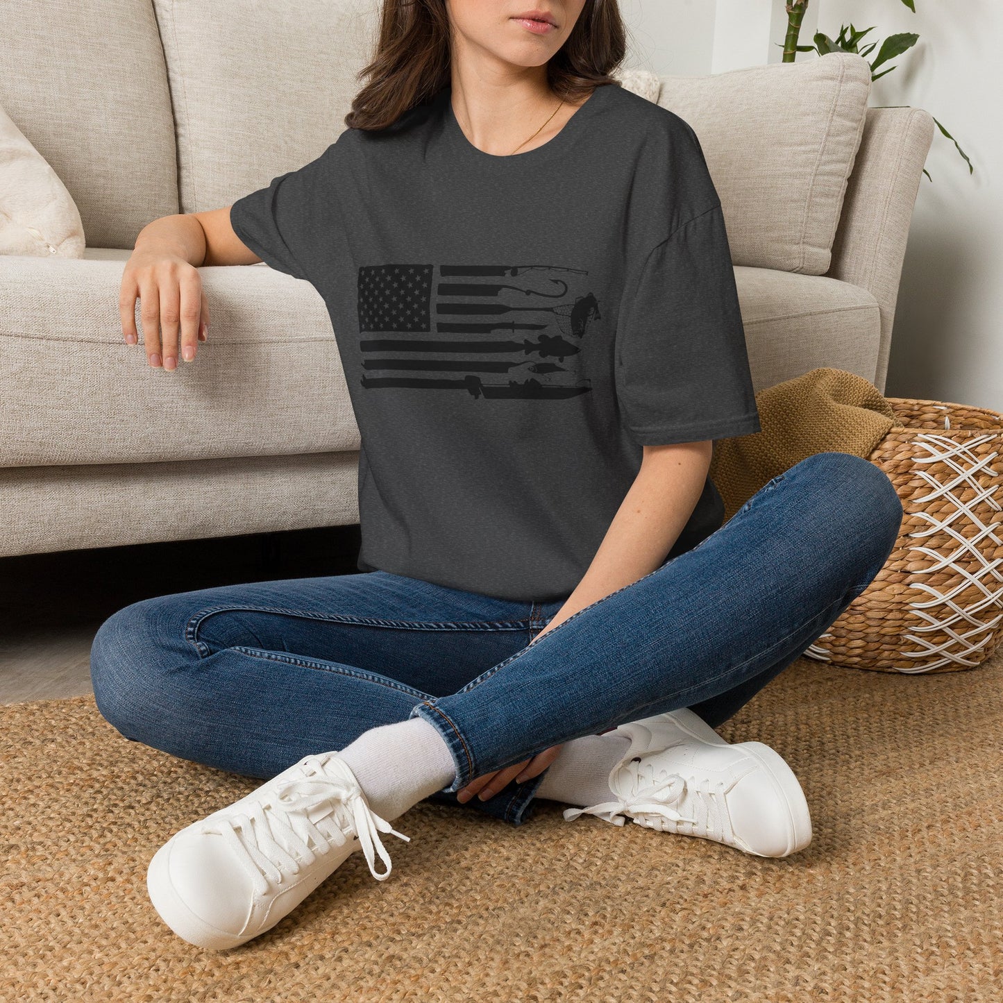 American Flag T-Shirt — Rods, Lures & Bass Silhouette