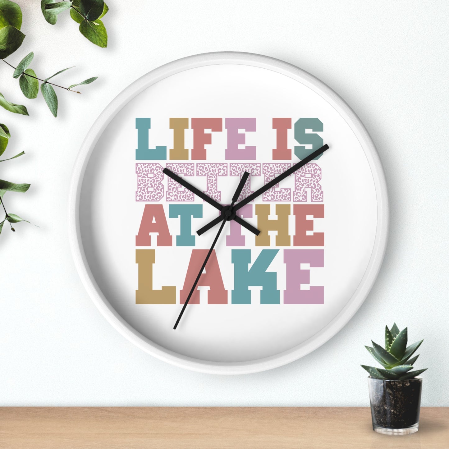Life Is Better at the Lake Wall Clock — Colorful Cabin & Lake House Decor