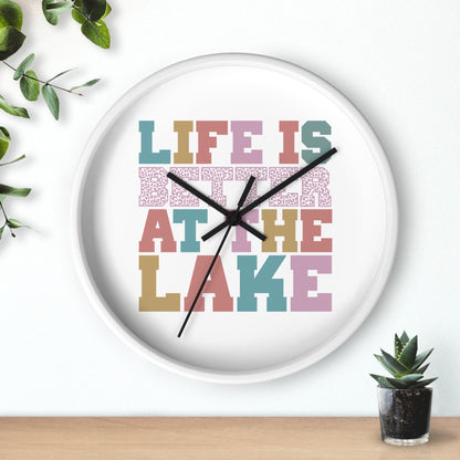 Life Is Better at the Lake Wall Clock — Colorful Cabin & Lake House Decor