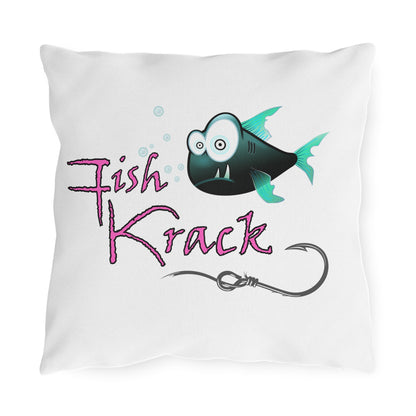 Fish Krack Outdoor Pillow — Graphic Decorative Pillow for Patio, Dock & Cabin