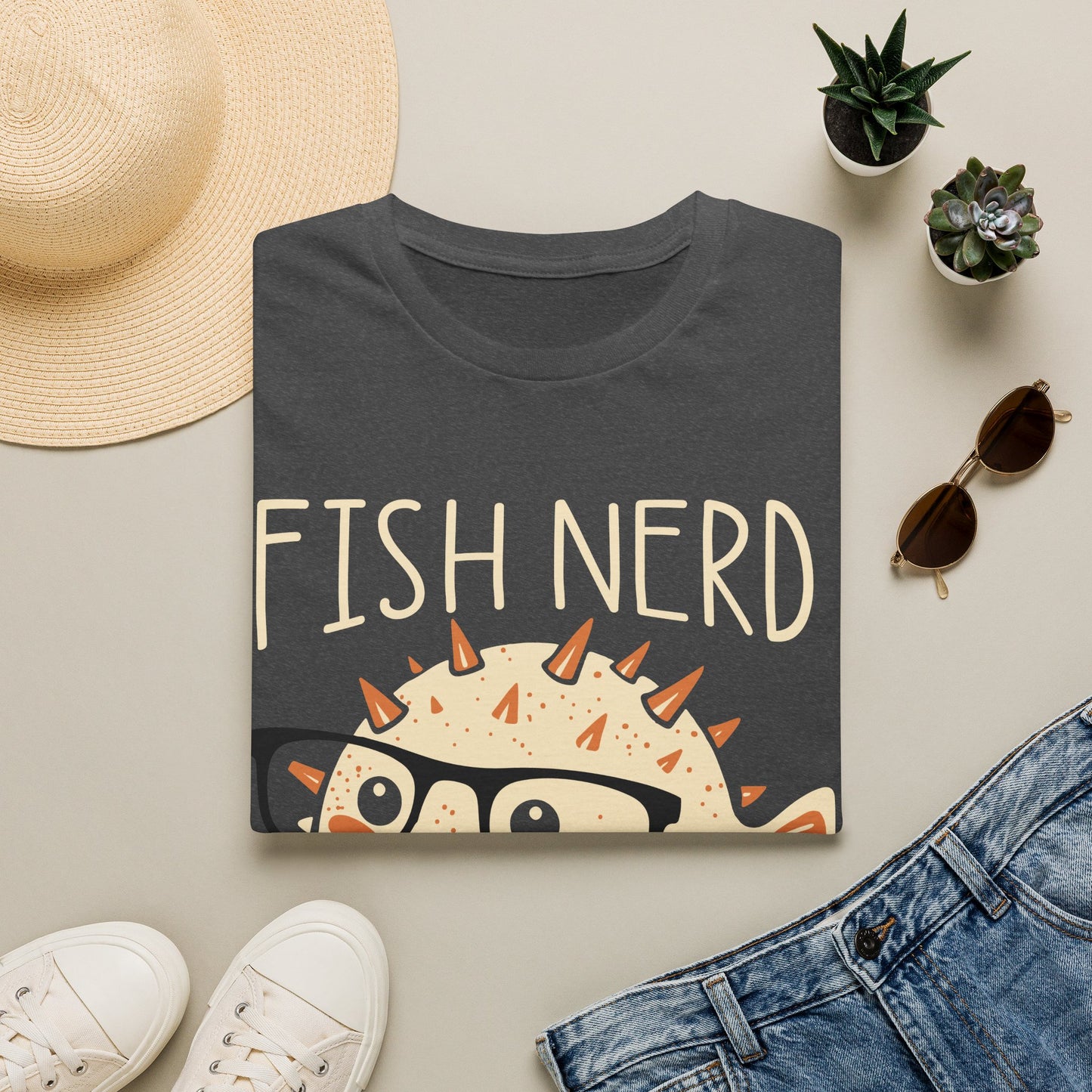 Fish Nerd T-Shirt — Cute Pufferfish Glasses Tee for Marine Lovers