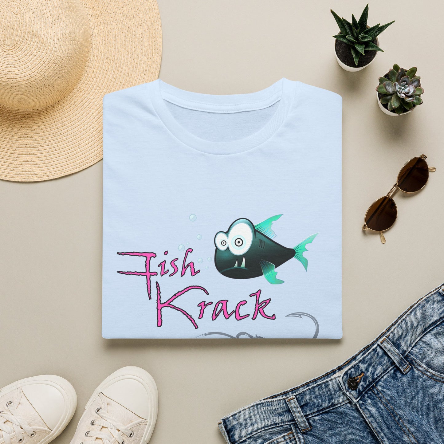 Fish Krack T-Shirt — Cute Cartoon Fish Graphic Tee for Fishermen & Ocean Lovers