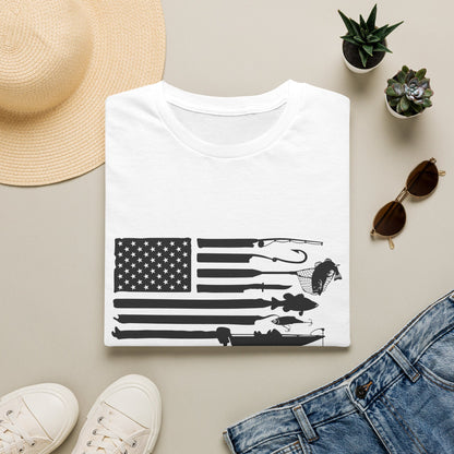 American Flag T-Shirt — Rods, Lures & Bass Silhouette