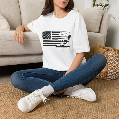 American Flag T-Shirt — Rods, Lures & Bass Silhouette
