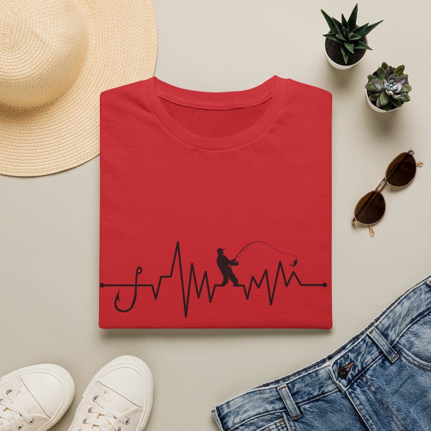 Fishing Heartbeat T-Shirt — Angler Pulse Graphic Tee