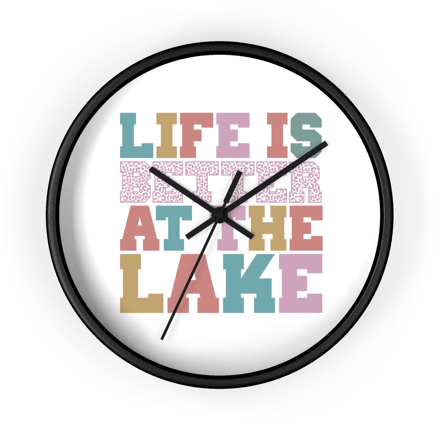 Life Is Better at the Lake Wall Clock — Colorful Cabin & Lake House Decor