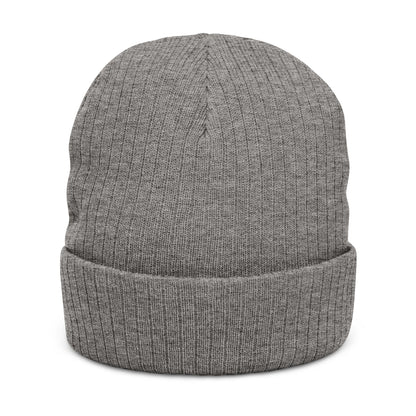 'Fish Krack' Ribbed Knit Beanie – Cozy Winter Skull & Rose Cuffed Hat