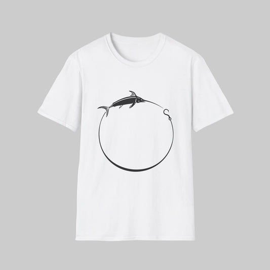 Marlin Circle Fishing T-Shirt — Minimalist Sailfish Angler Tee