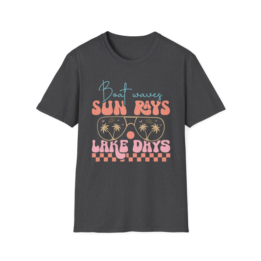 "Boat Waves Sun Rays Lake Days" Vintage Beach Tee