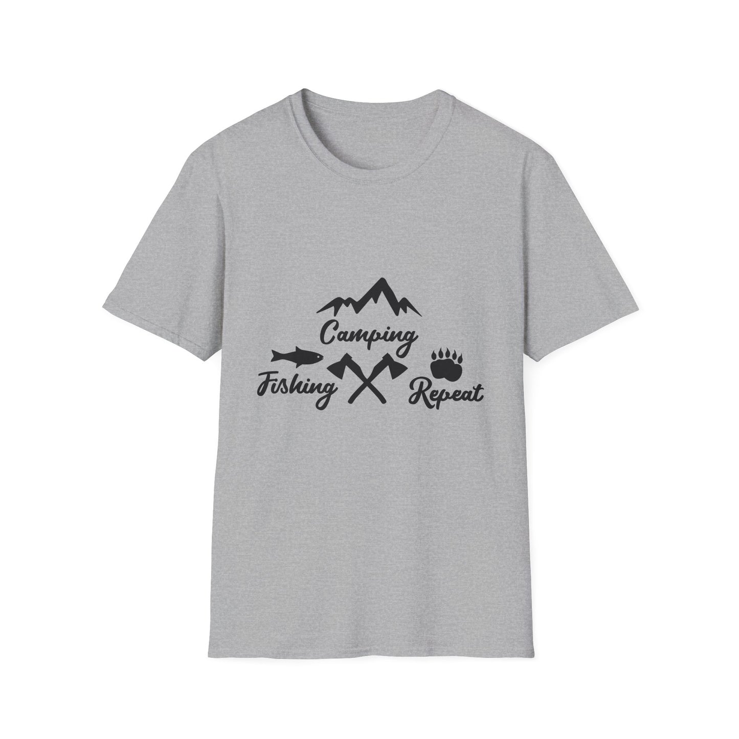 Camping Fishing Repeat T-Shirt - Outdoor Adventure Shirt for Campers & Anglers