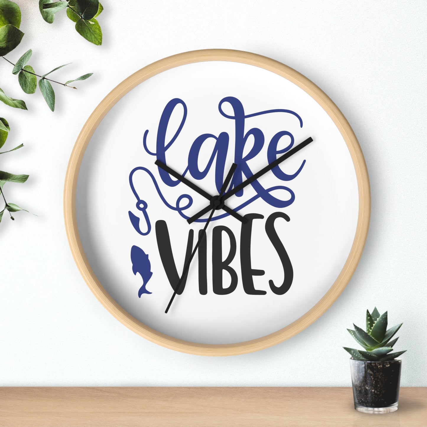 Lake Vibes Wall Clock — Nautical Fishing Cabin Decor