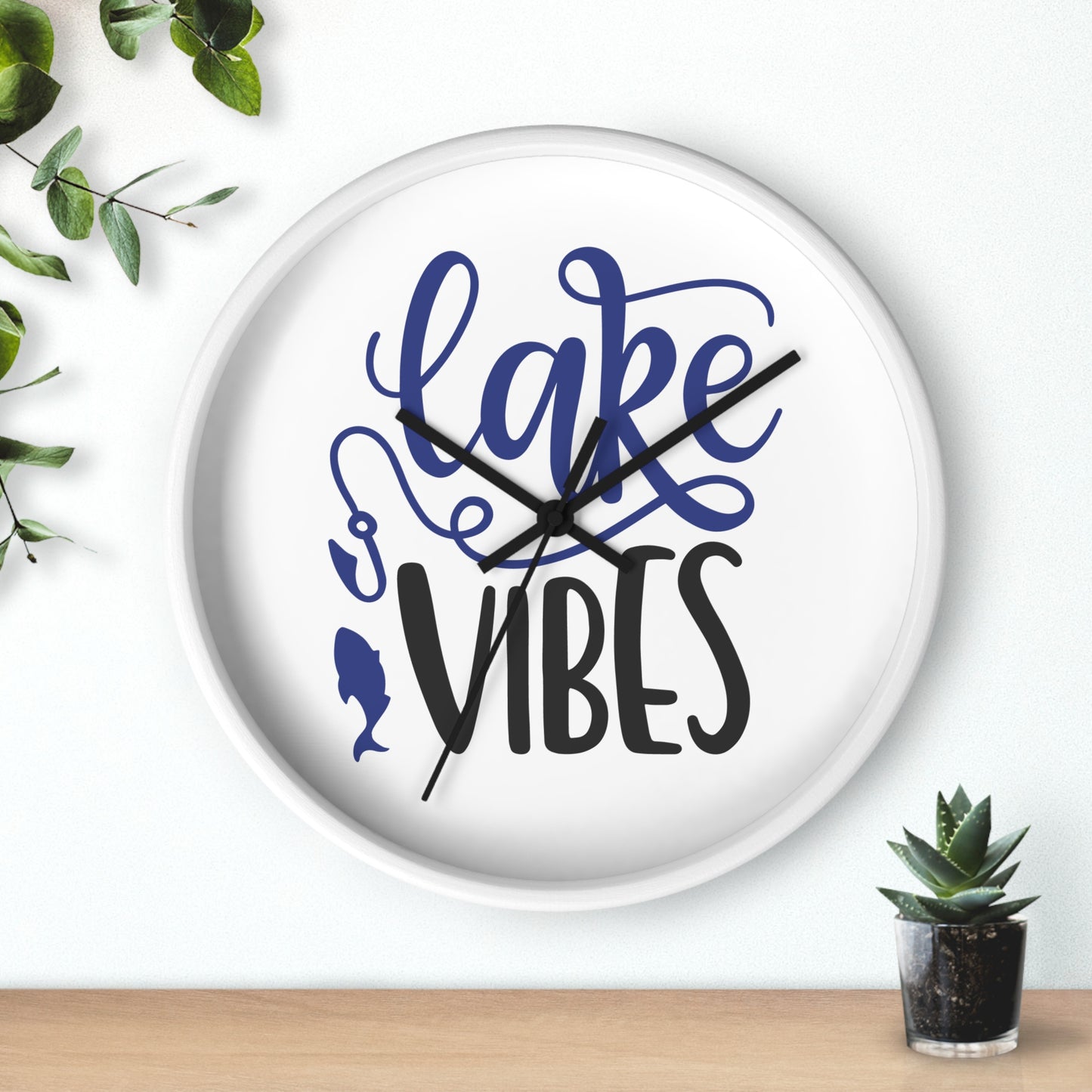 Lake Vibes Wall Clock — Nautical Fishing Cabin Decor