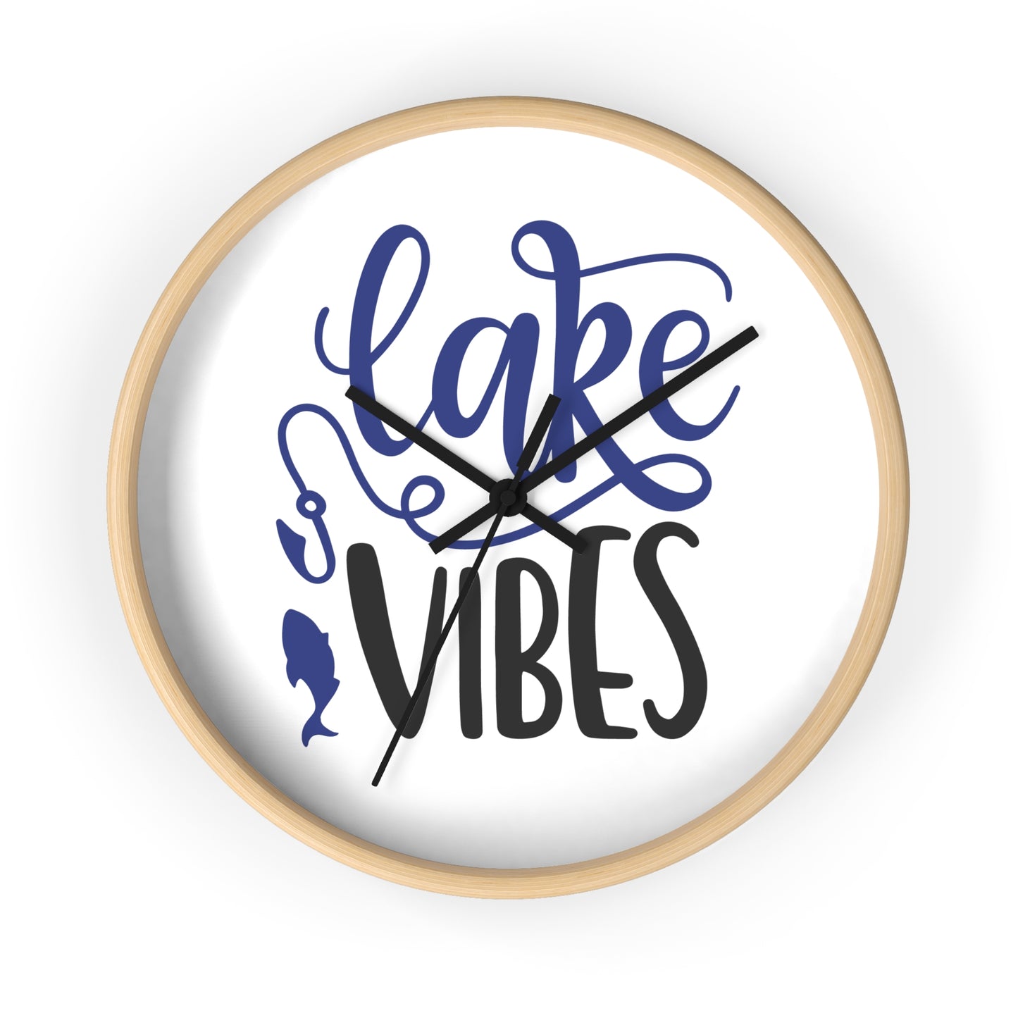 Lake Vibes Wall Clock — Nautical Fishing Cabin Decor
