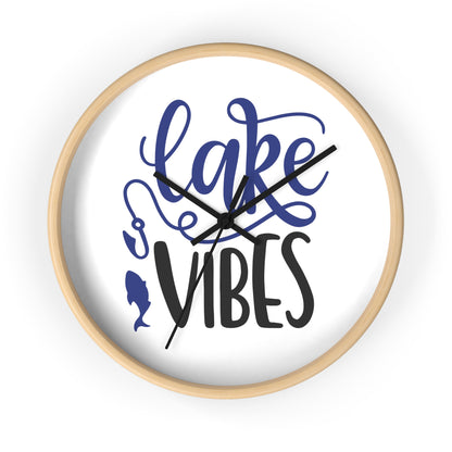 Lake Vibes Wall Clock — Nautical Fishing Cabin Decor