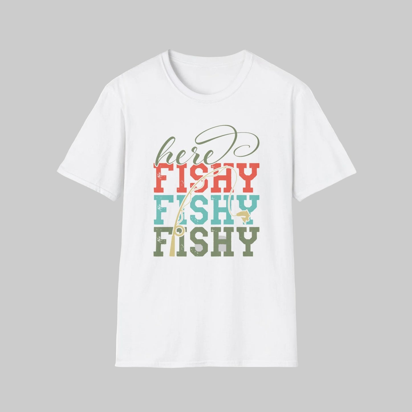 Here Fishy Fishy Fishing T-Shirt — Cute Retro Fishing Tee for Anglers