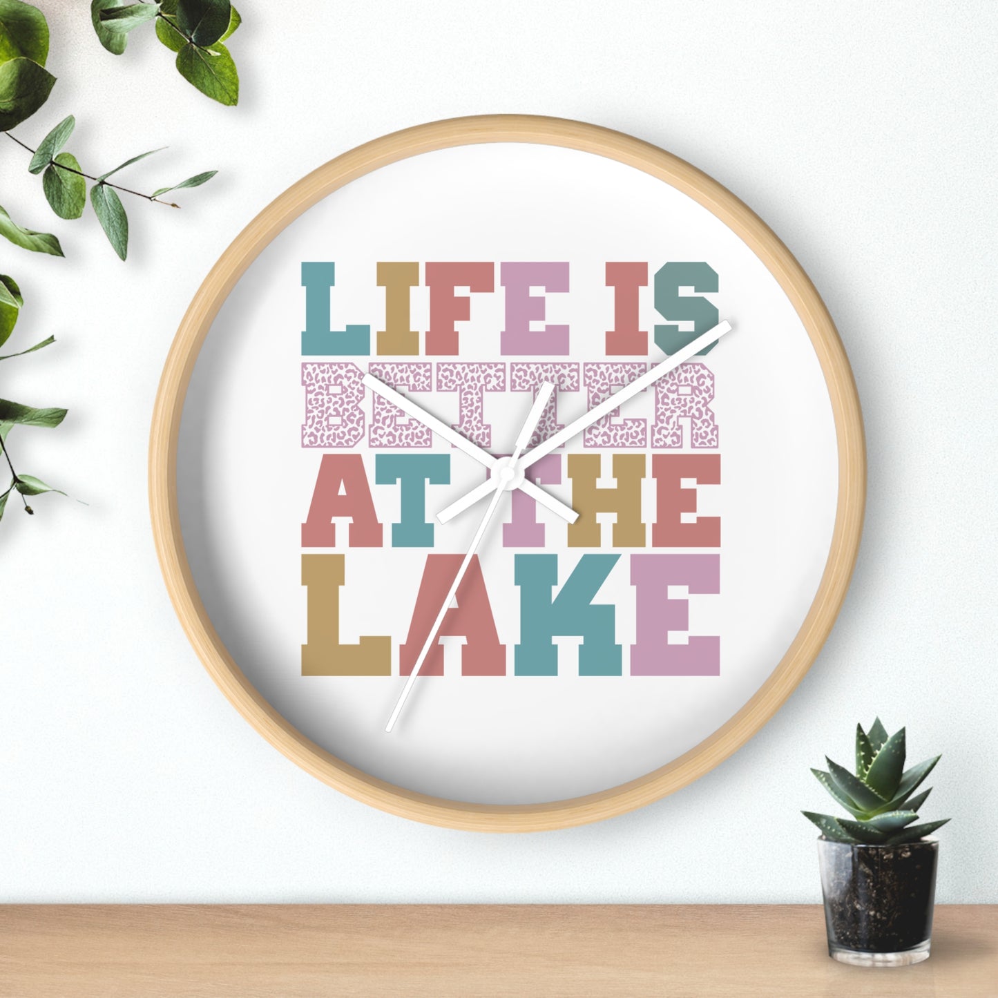 Life Is Better at the Lake Wall Clock — Colorful Cabin & Lake House Decor
