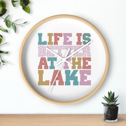 Life Is Better at the Lake Wall Clock — Colorful Cabin & Lake House Decor