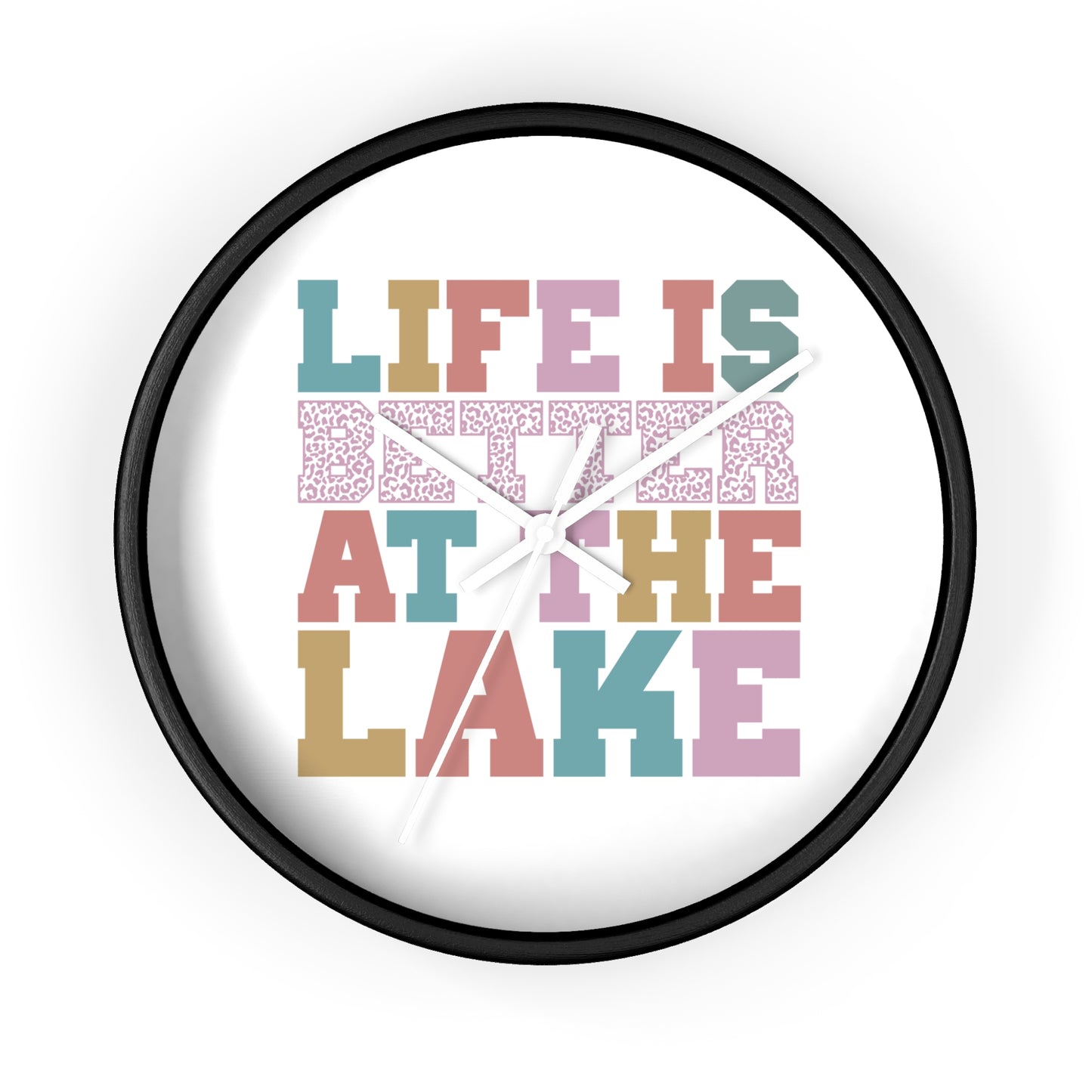 Life Is Better at the Lake Wall Clock — Colorful Cabin & Lake House Decor