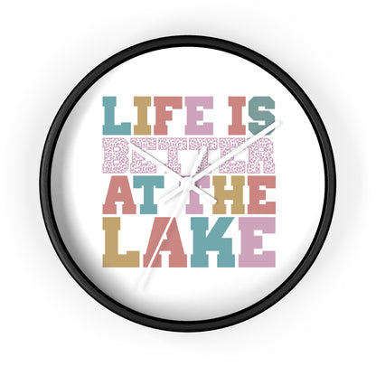 Life Is Better at the Lake Wall Clock — Colorful Cabin & Lake House Decor