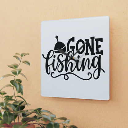 Gone Fishing Acrylic Wall Clock — Nautical Fishing Decor