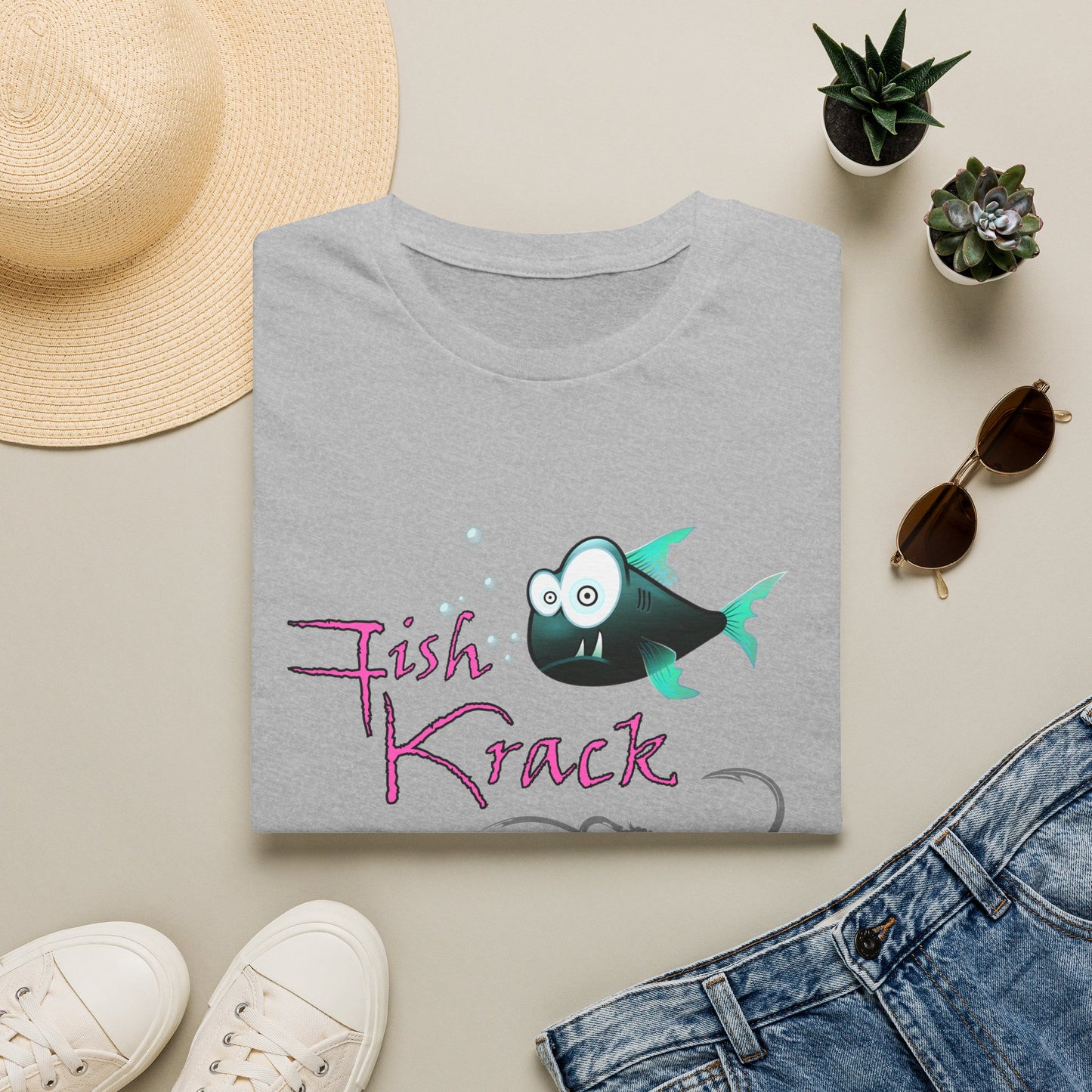 Fish Krack T-Shirt — Cute Cartoon Fish Graphic Tee for Fishermen & Ocean Lovers