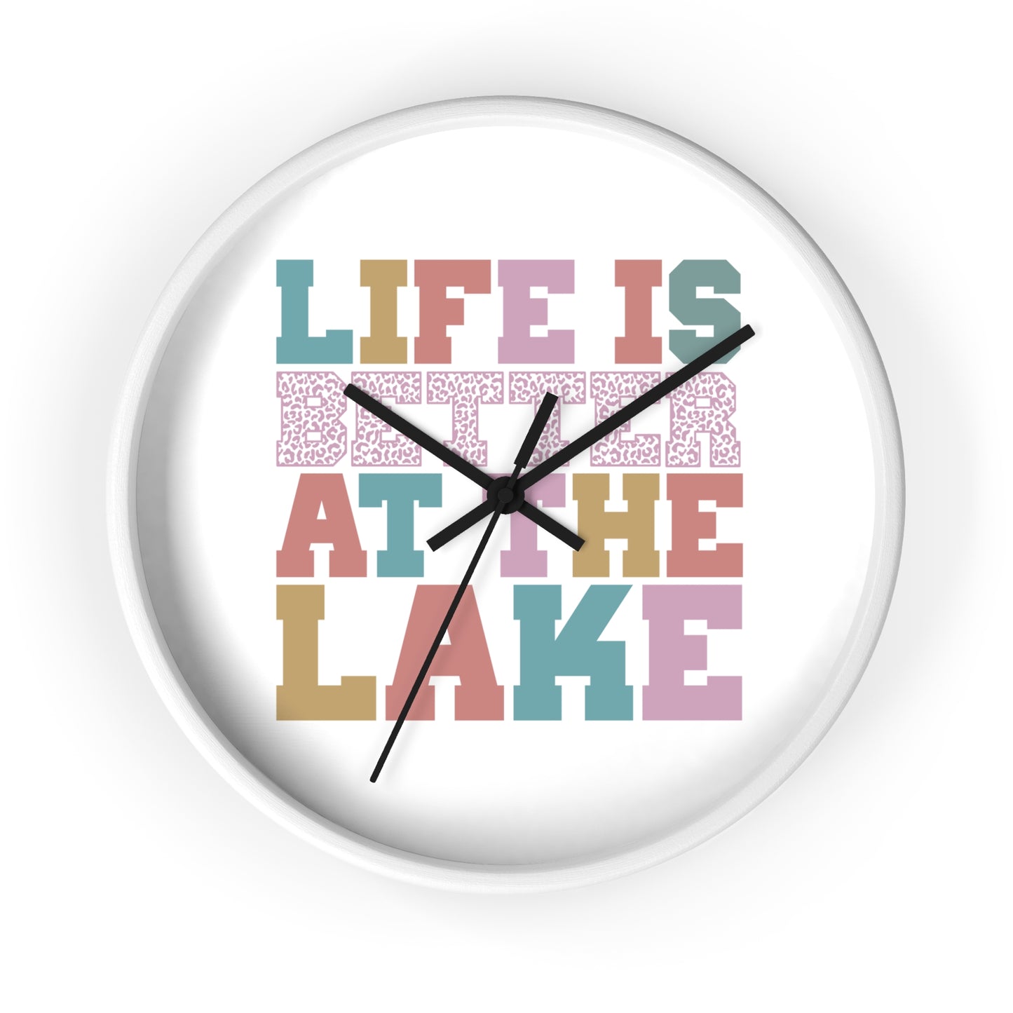 Life Is Better at the Lake Wall Clock — Colorful Cabin & Lake House Decor