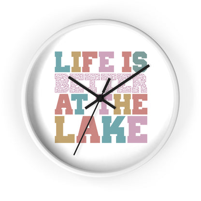 Life Is Better at the Lake Wall Clock — Colorful Cabin & Lake House Decor