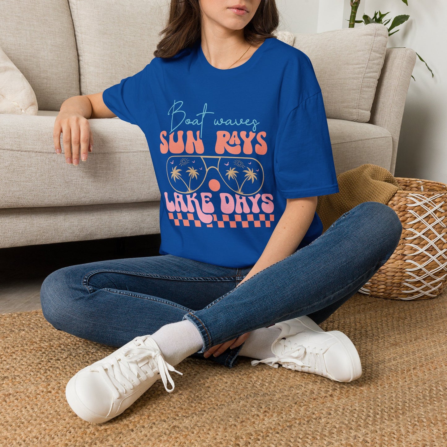 "Boat Waves Sun Rays Lake Days" Vintage Beach Tee