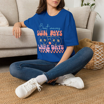 "Boat Waves Sun Rays Lake Days" Vintage Beach Tee