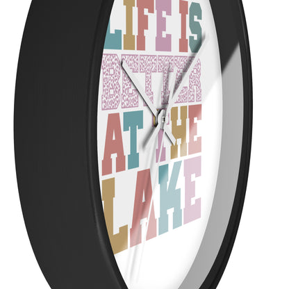 Life Is Better at the Lake Wall Clock — Colorful Cabin & Lake House Decor