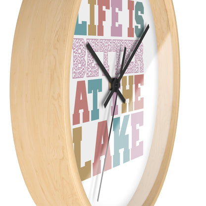 Life Is Better at the Lake Wall Clock — Colorful Cabin & Lake House Decor