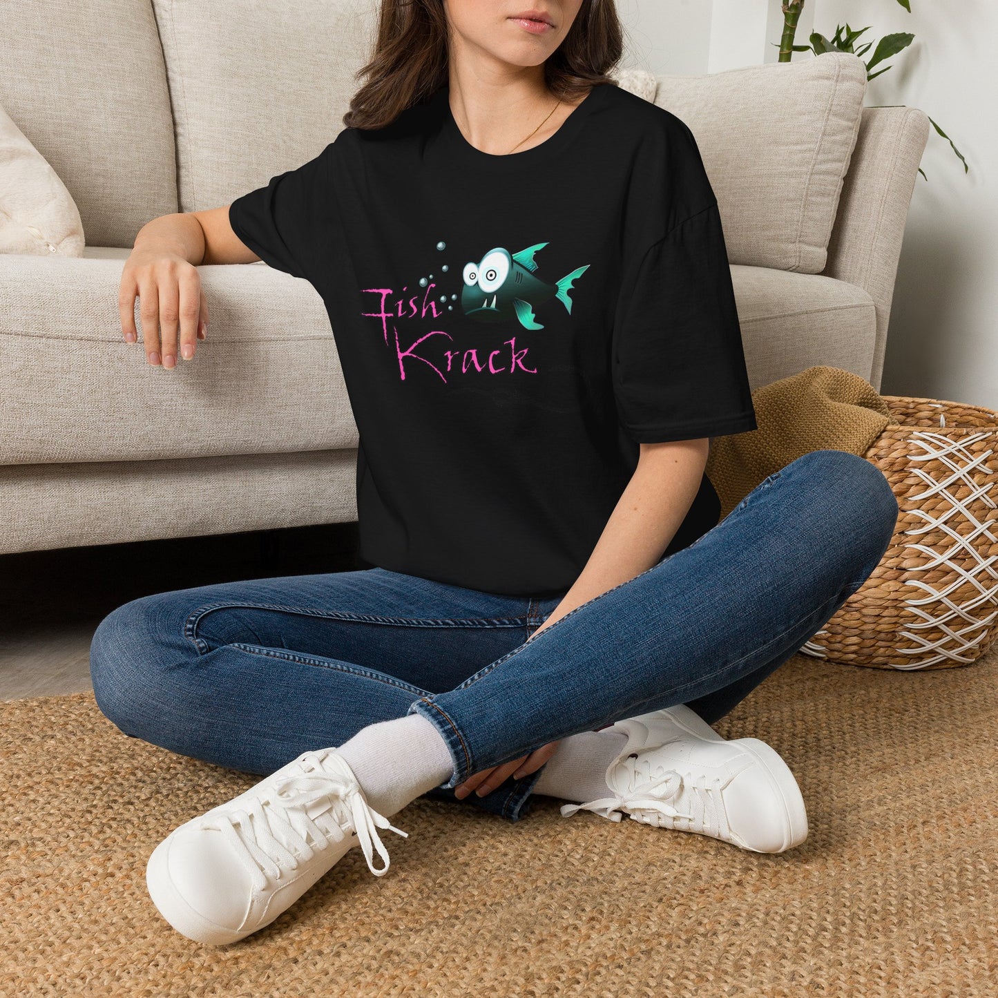 Fish Krack T-Shirt — Cute Cartoon Fish Graphic Tee for Fishermen & Ocean Lovers