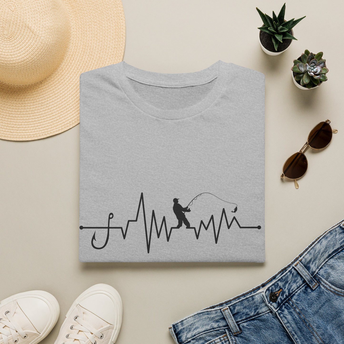 Fishing Heartbeat T-Shirt — Angler Pulse Graphic Tee