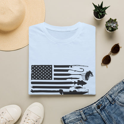 American Flag T-Shirt — Rods, Lures & Bass Silhouette