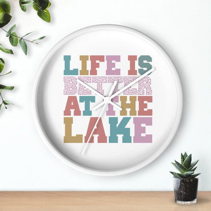 Life Is Better at the Lake Wall Clock — Colorful Cabin & Lake House Decor