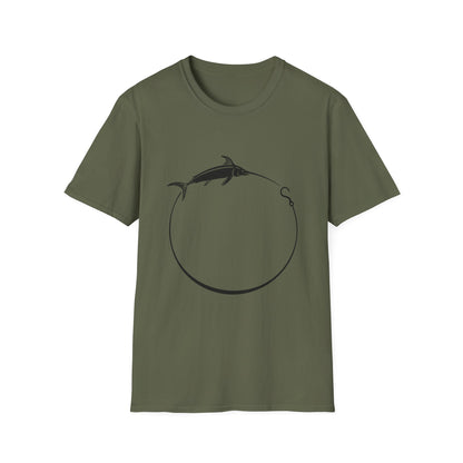 Marlin Circle Fishing T-Shirt — Minimalist Sailfish Angler Tee
